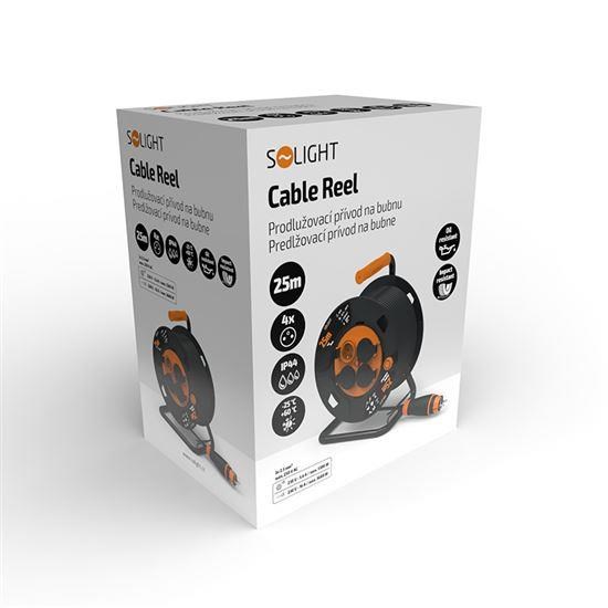 Solight 4z prodlužovací přívod - na bubnu, 25m guma H07RN-F, 3x 2, 5mm2, IP447 
