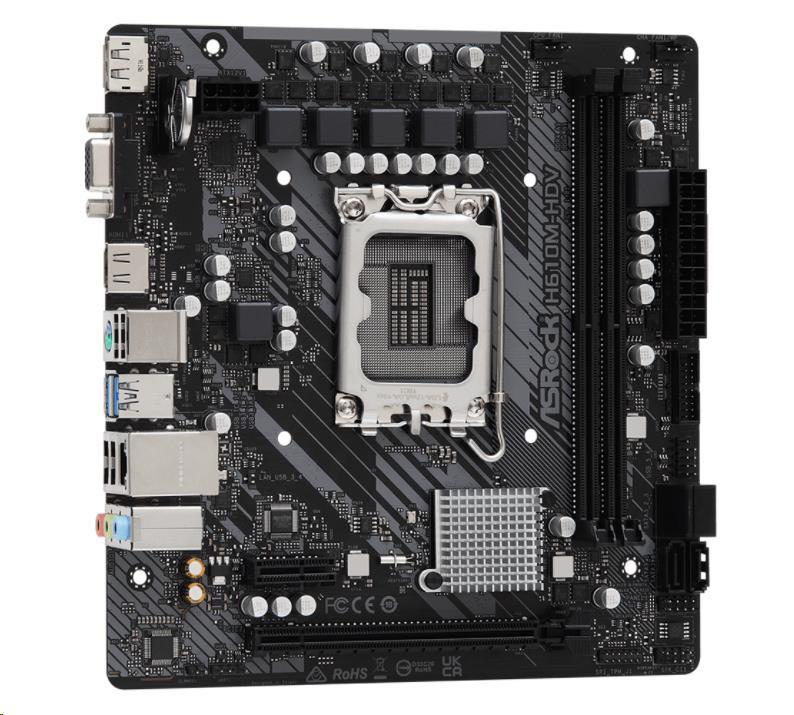 BAZAR - ASRock MB Sc LGA1700 H610M-HDV,  Intel H610,  2xDDR4,  1xDP,  1xHDMI,  1xVGA,  mATX - Po opravě (Bez příšlušenství)3 