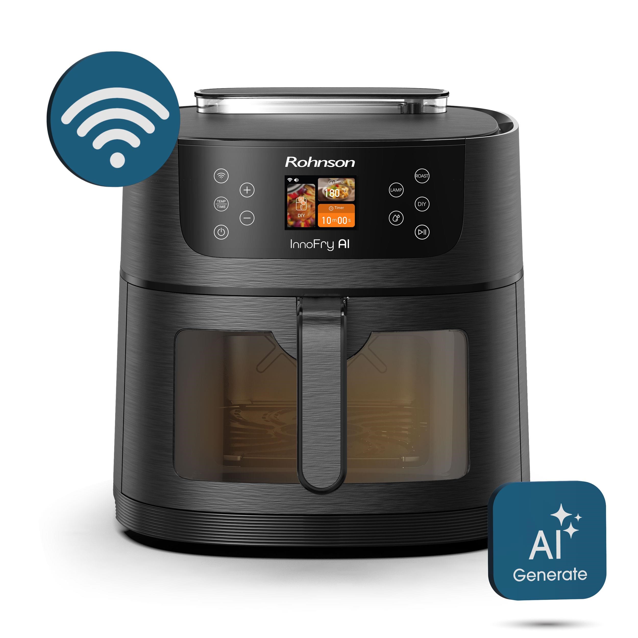 Rohnson InnoFry AI chytrá horkovzdušná fritéza, 1800 W, Wi-Fi, objem 8 l, TFT displej, černá0 