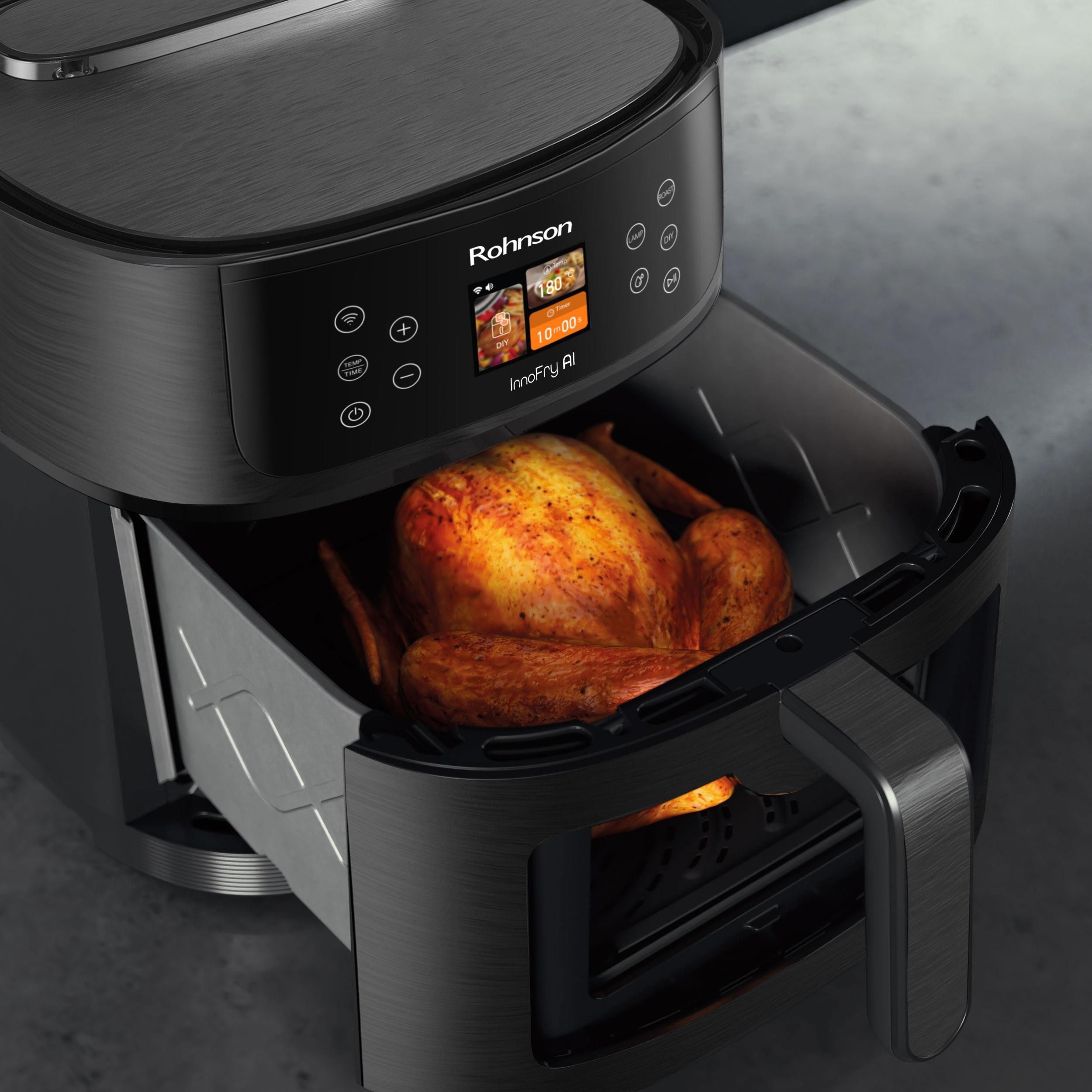 Rohnson InnoFry AI chytrá horkovzdušná fritéza, 1800 W, Wi-Fi, objem 8 l, TFT displej, černá3 