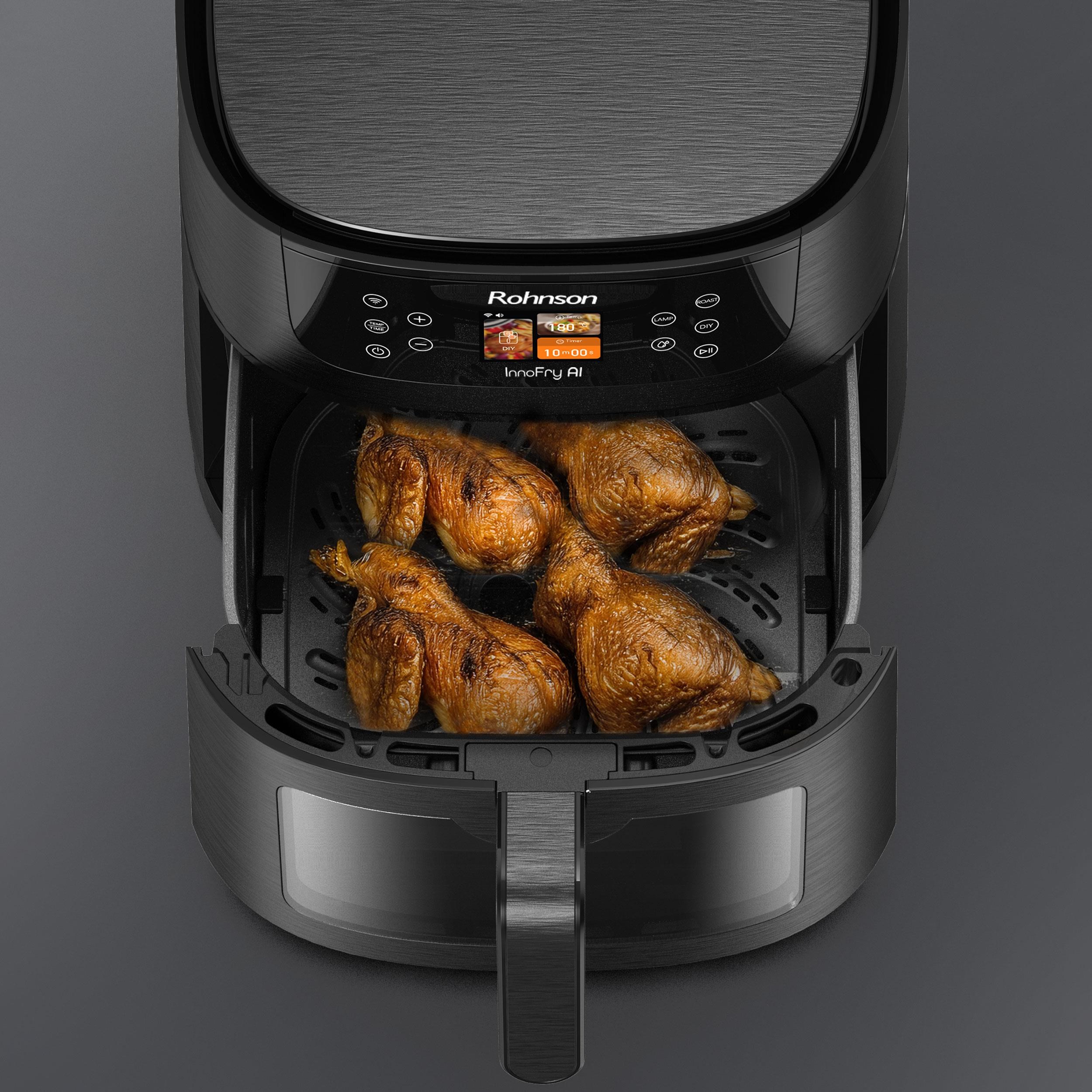 Rohnson InnoFry AI chytrá horkovzdušná fritéza, 1800 W, Wi-Fi, objem 8 l, TFT displej, černá4 