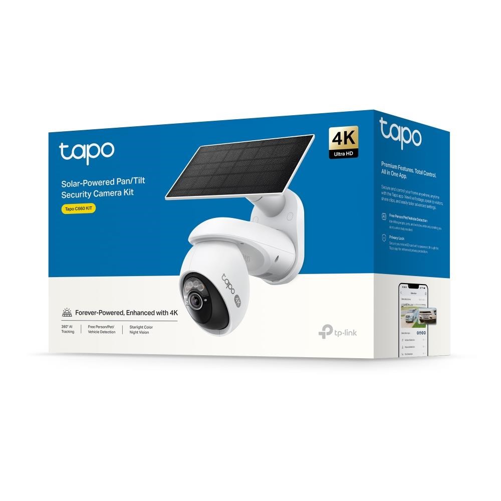 TP-Link Tapo C660 KIT venkovní kamera,  solární panel (8MP,  4K,  2160p,  IR 12m,  WiFi,  micro SD card,  IP65)2 