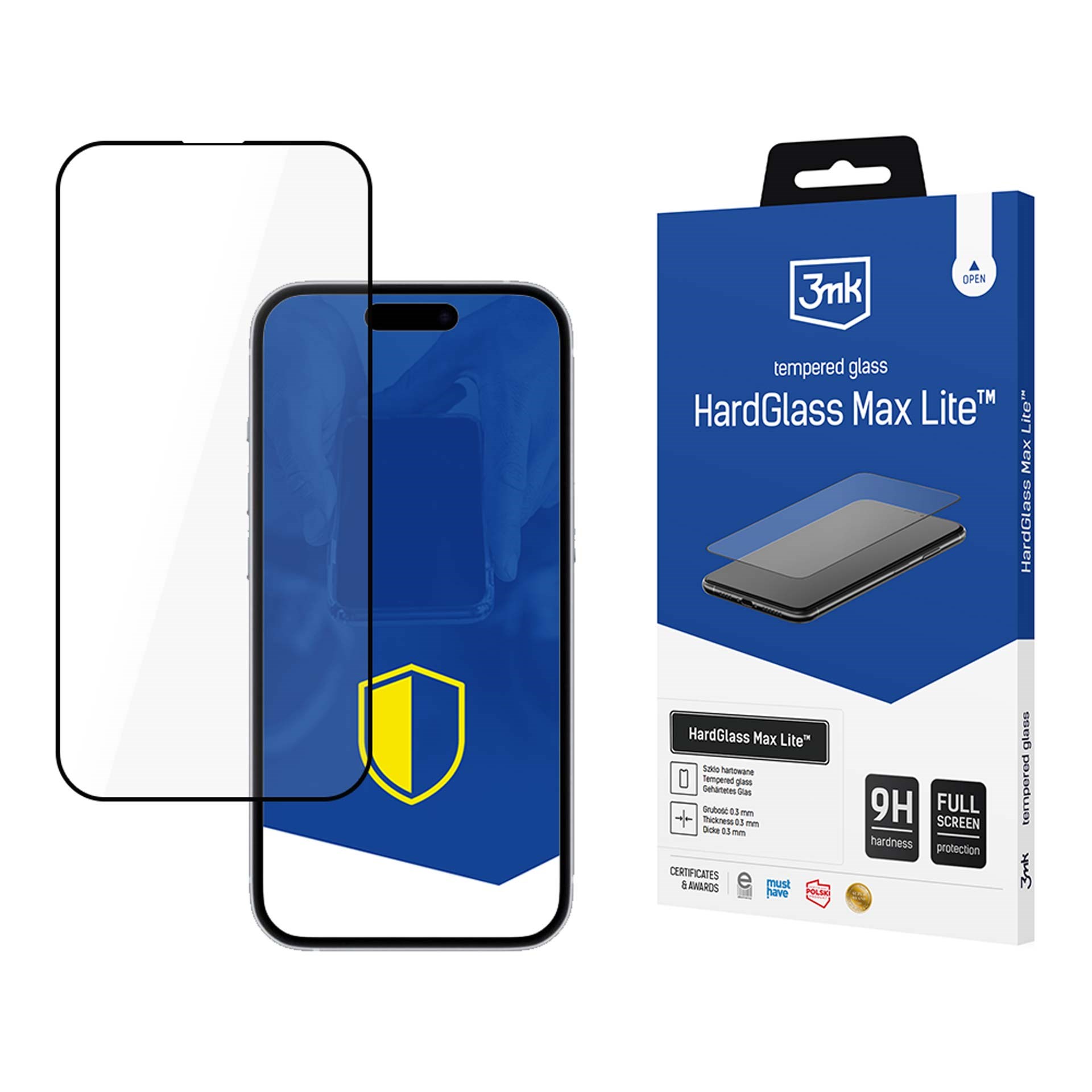 3mk tvrzené sklo HardGlass Max Lite Black pro Apple iPhone 16E/  iPhone 17E0 