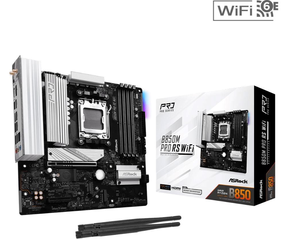 ASRock MB Sc AM5 B850M PRO RS WIFI,  AMD B850,  4xDDR5,  1xDP,  1xHDMI,  WiFi,  mATX0 