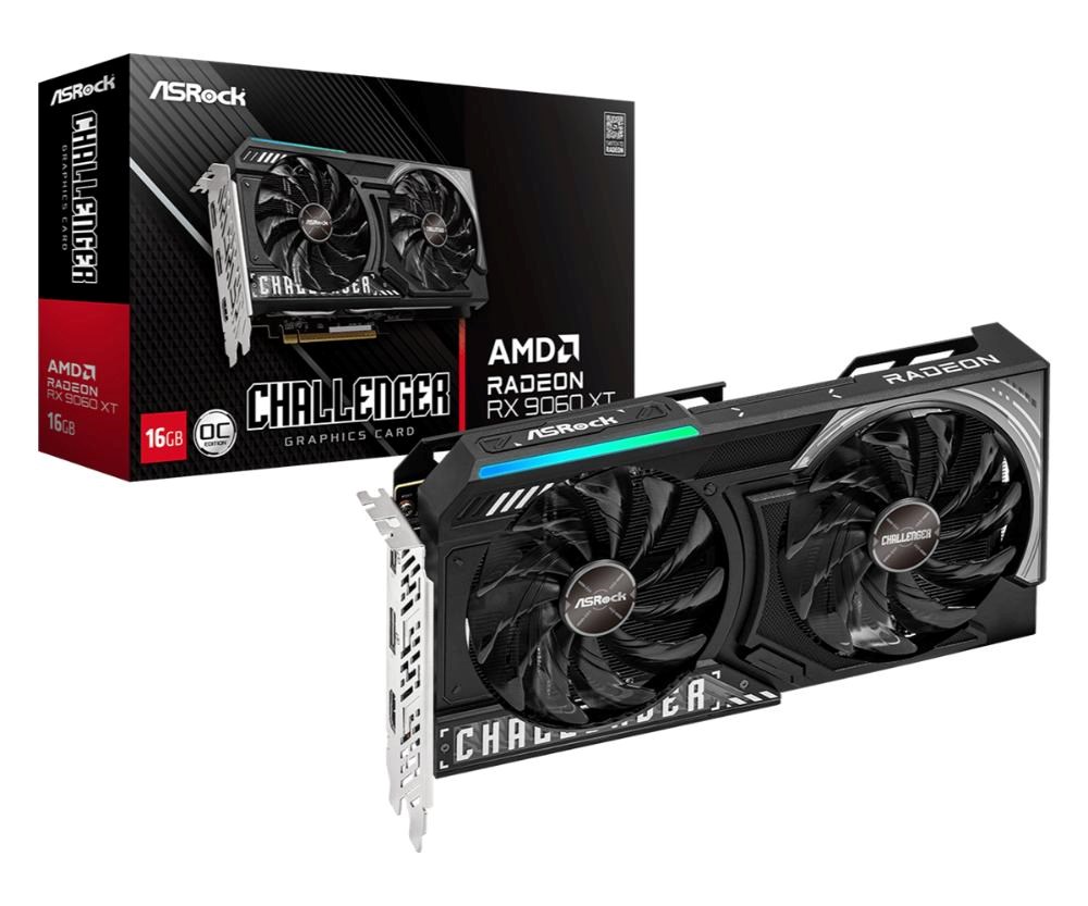ASRock VGA AMD Radeon RX 9060 XT Challenger 16GB OC,  RX 9060 XT,  16GB GDDR6,  2xDP,  1xHDMI2 
