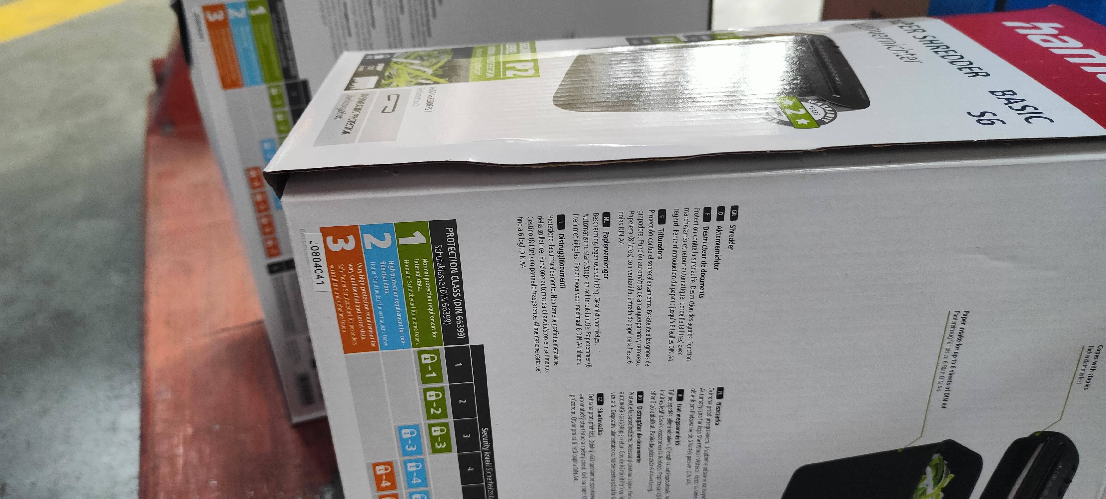 BAZAR - Hama Basic S6,  skartovačka,  přímý řez,  6 listů,  stupeň utajení P-2 - Poškodený obal  - komplet7 
