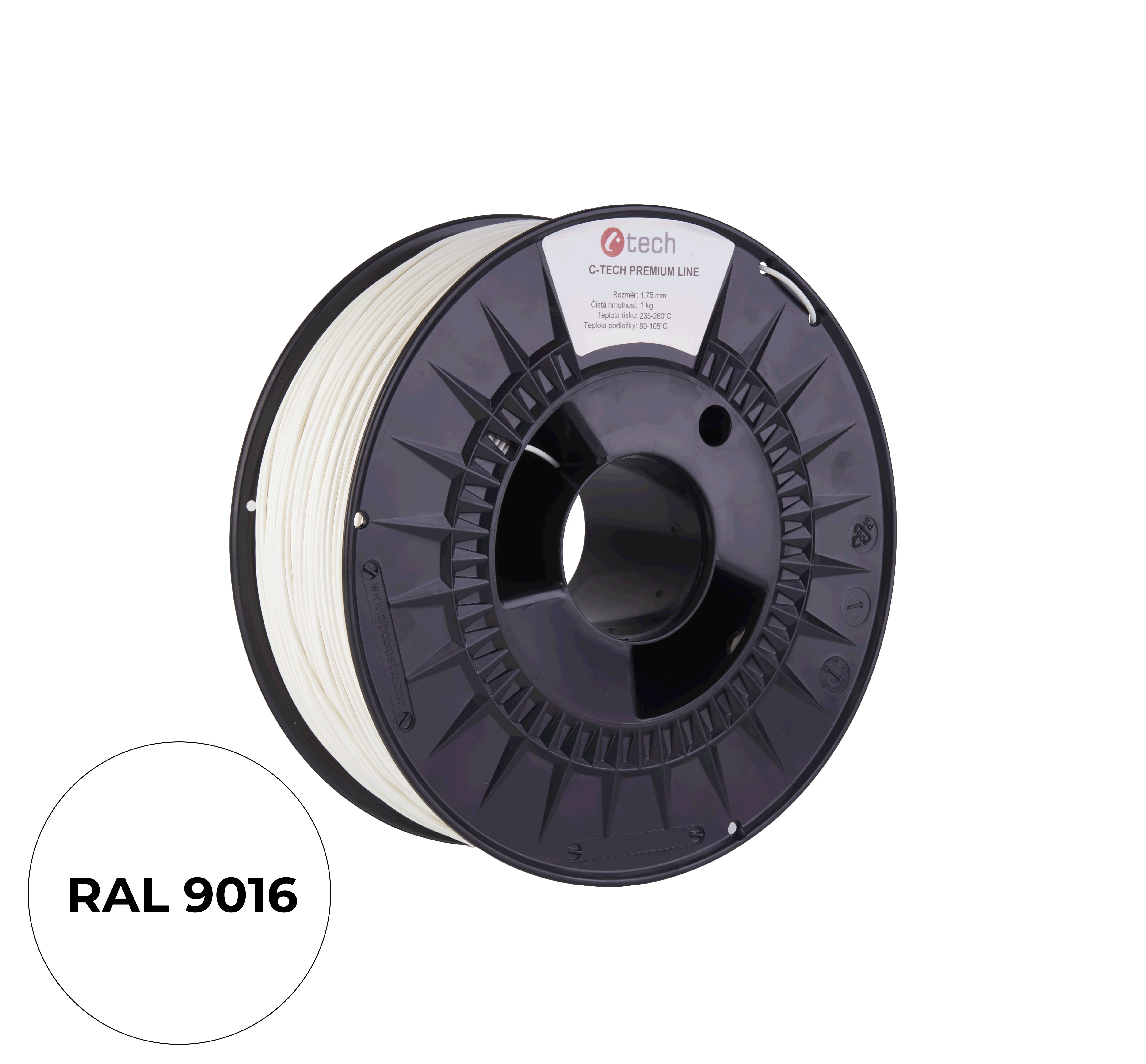 C-TECH Filament  PREMIUM LINE TPU 90A flexibilní dopravní bílá RAL90030 