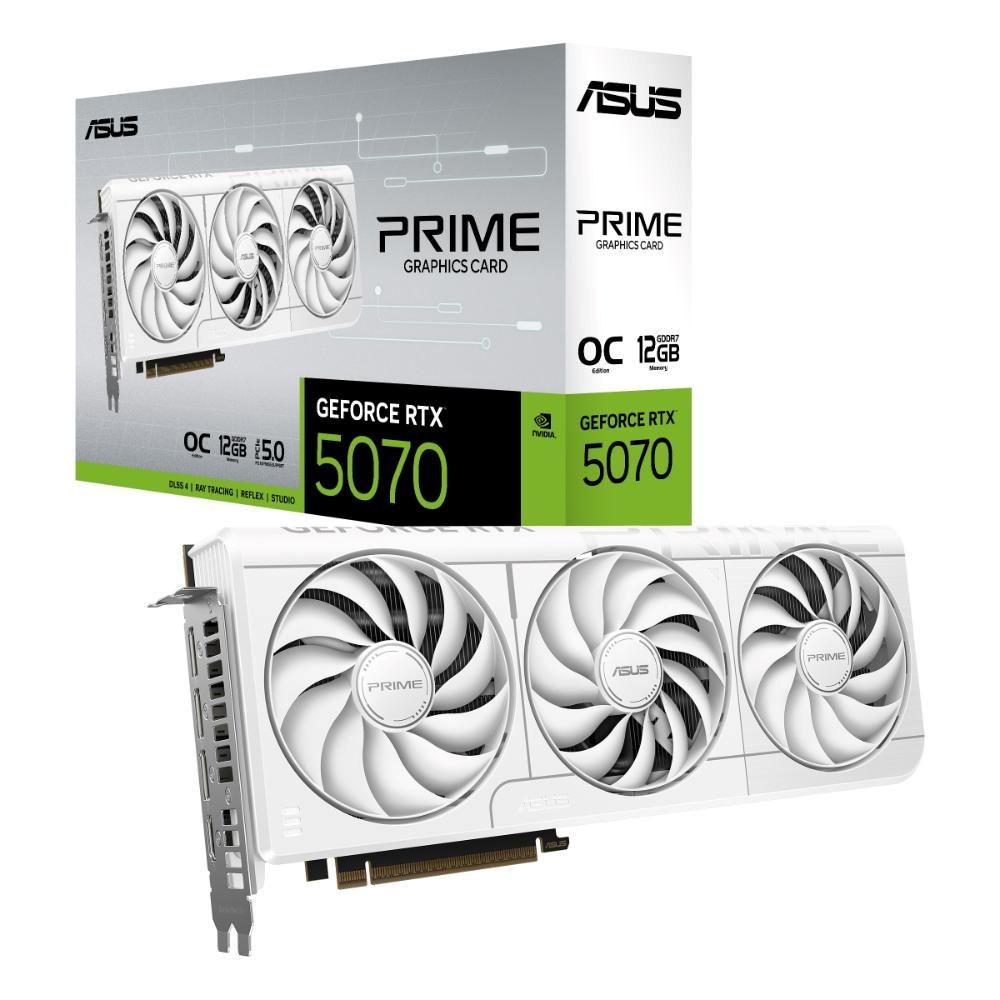 ASUS VGA NVIDIA GeForce RTX 5070 PRIME 12GB OC WHITE,  12GB GDDR7,  3xDP,  1xHDMI5 