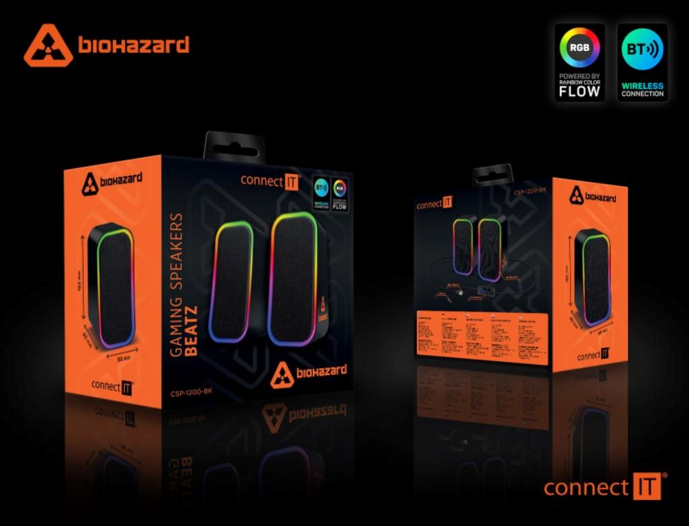 CONNECT IT Reproduktory BIOHAZARD PC, RGB, Bluetooth, 3.5mm, černé3 