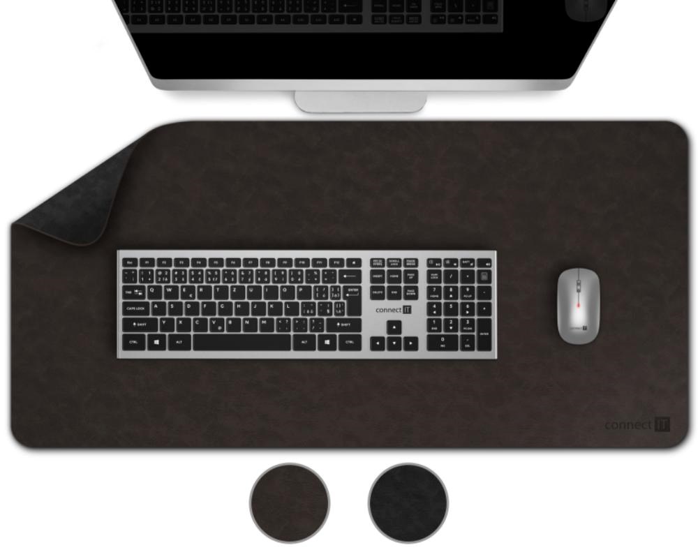 CONNECT IT Podložka pod klávesnici a myš DoubleColor Pad,  900x400,  Černá /  Tmavě hnědá3 