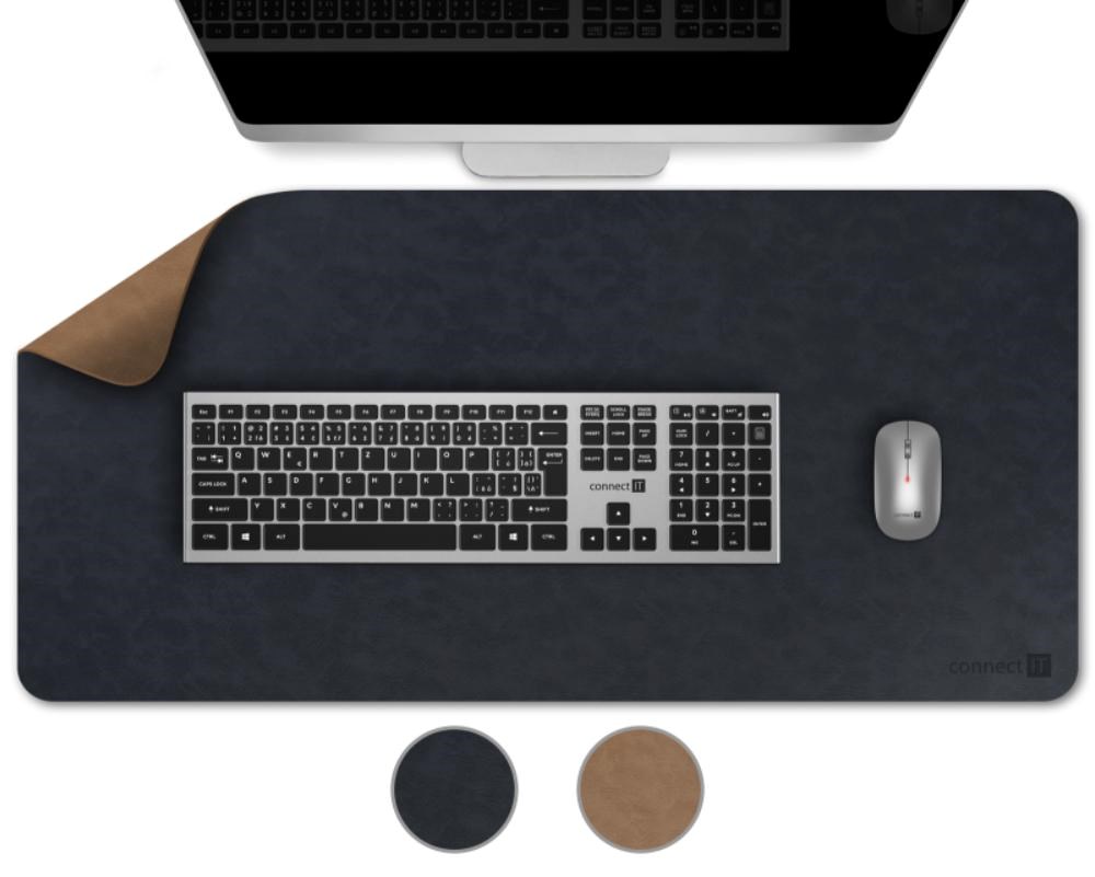 CONNECT IT Podložka pod klávesnici a myš DoubleColor Pad,  900x400,  Modrá /  Světle hnědá3 