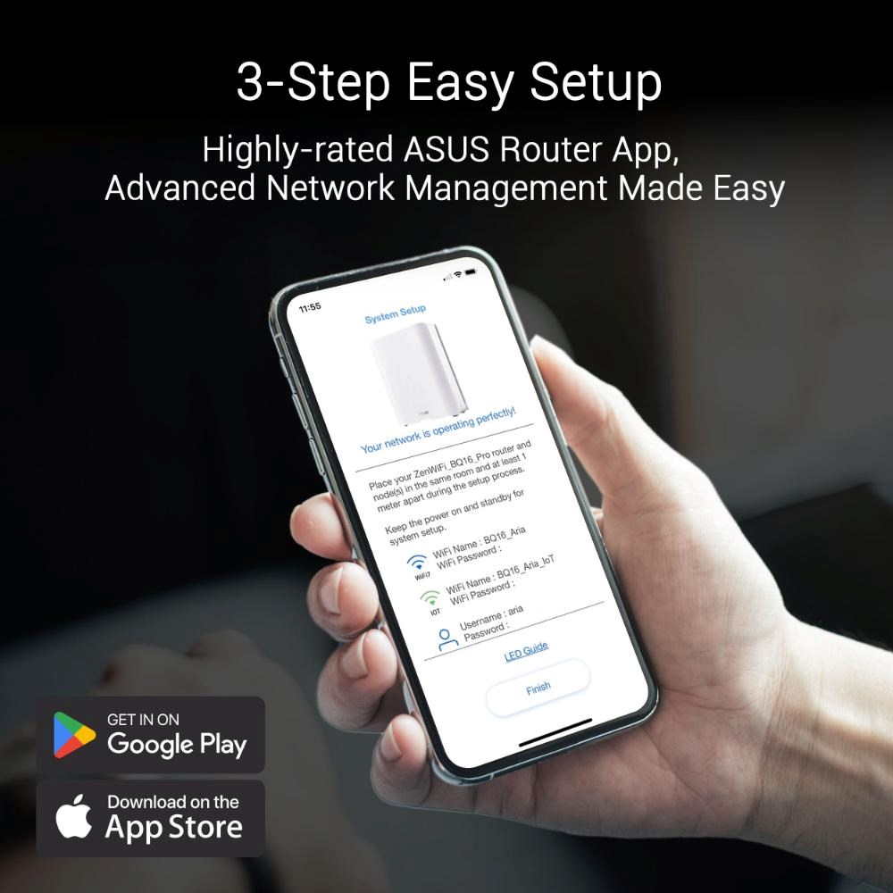 ASUS ZenWifi BQ16 3-pack,  WiFi7 Extendable Router,  AiMesh,  2x WAN/ LAN,  3x LAN,  1x USB 3.012 