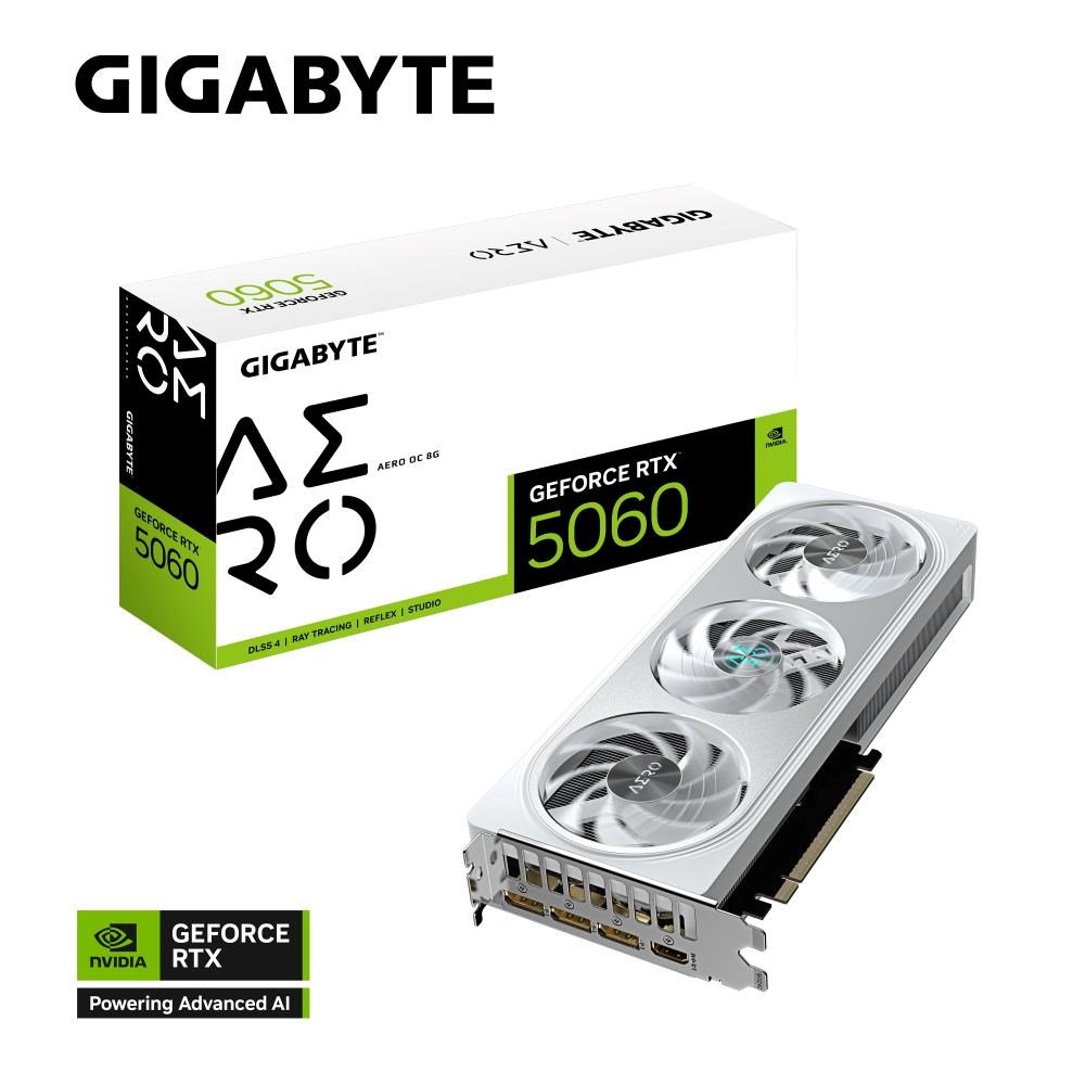 GIGABYTE VGA NVIDIA GeForce RTX 5060 AERO OC 8G,  8G GDDR7,  3xDP,  1xHDMI0 