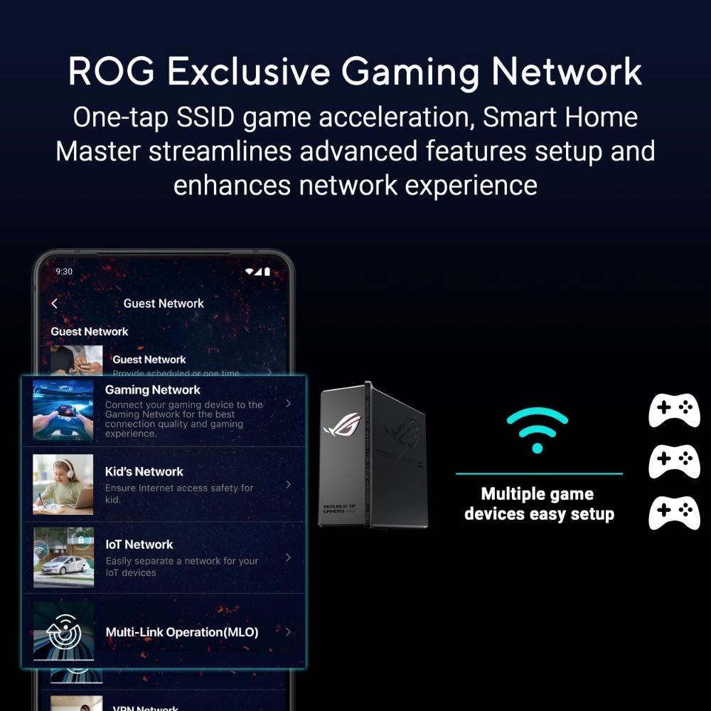 ASUS Herní Router ROG Strix GS-BE18000,  3-pásmový WiFi7 Router,  1x WAN,  7x LAN,  AiMesh9 