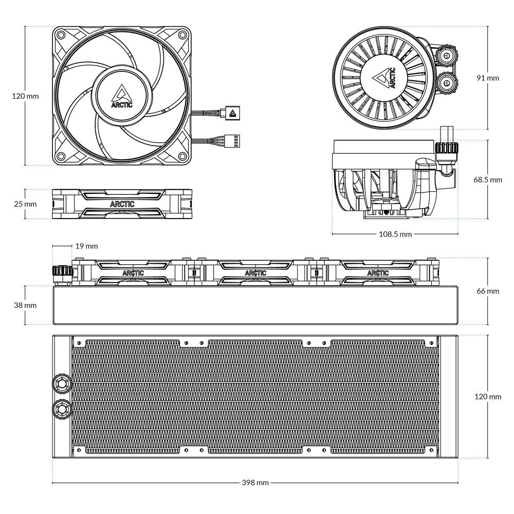 ARCTIC Vodní chladič Liquid Freezer III 360 Pro ARGB,  3x120mm,  AM5,  LGA1851,  černá4 