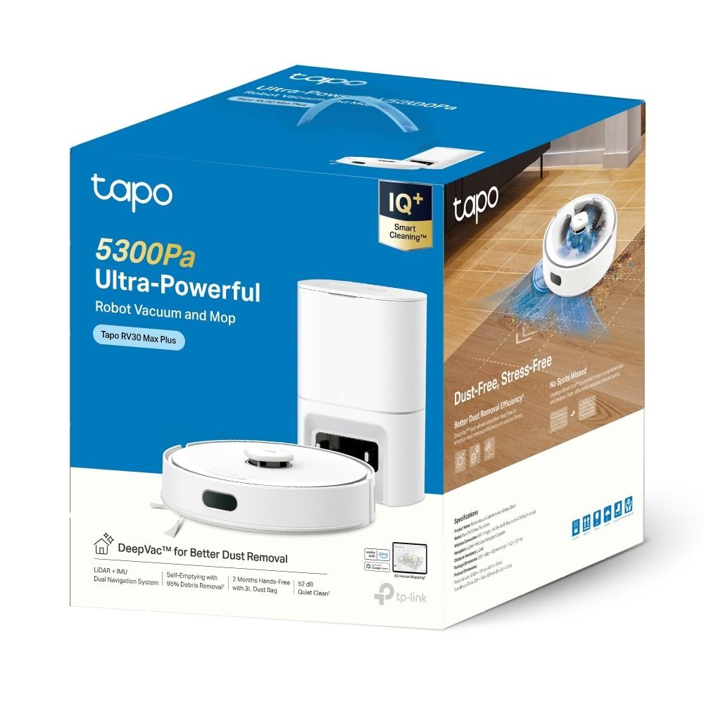 TP-Link Tapo RV30 Max Plus White robotický vysavač s mopem a stanicí (LiDAR+IMU,  2, 4 GHz,  BT,  bílý)4 