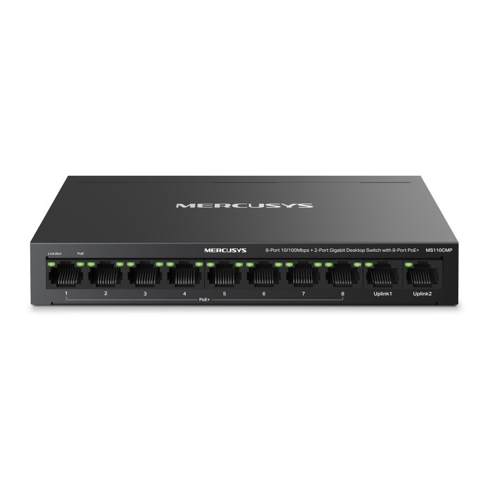 MERCUSYS switch MS110CMP (10x100Mb/ s, 8xPoE+, 115W, fanless)0 