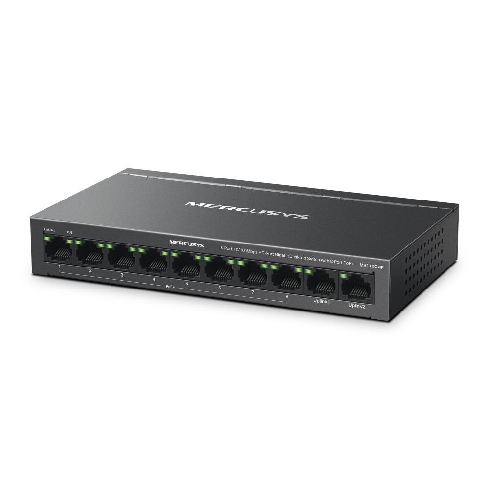 MERCUSYS switch MS110CMP (10x100Mb/ s, 8xPoE+, 115W, fanless)1 