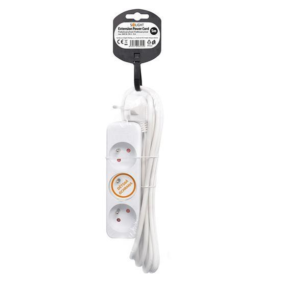 Solight prodlužovací přívod 5m,  3 zásuvky,  16A/ 3680W,  PVC,  bílý3 