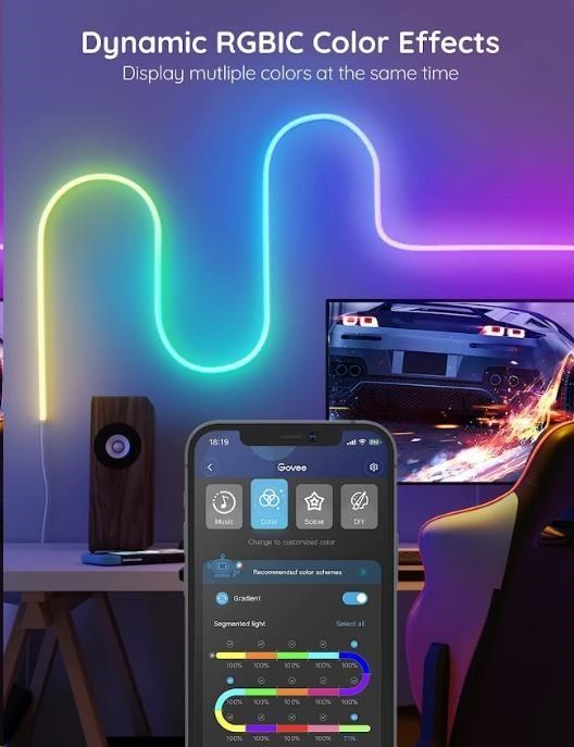 Govee Neon SMART ohebný LED pásek - RGBIC - 2m6 