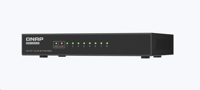 QNAP switch QSW-1108-8T-R2 (8x 2, 5GbE port, pasívne chladenie, podpora 100M/ 1G/ 2, 5G)