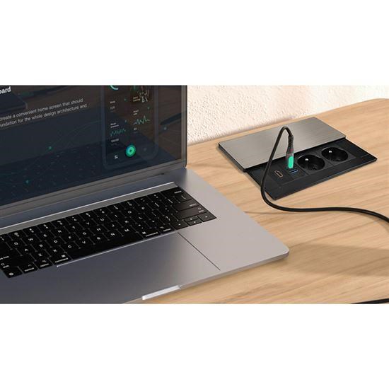 Solight vestavný blok zásuvek s posuvným krytem,  2 zásuvky,  HDMI,  USB A+C 20W PD,  2m,  stříbrný5 