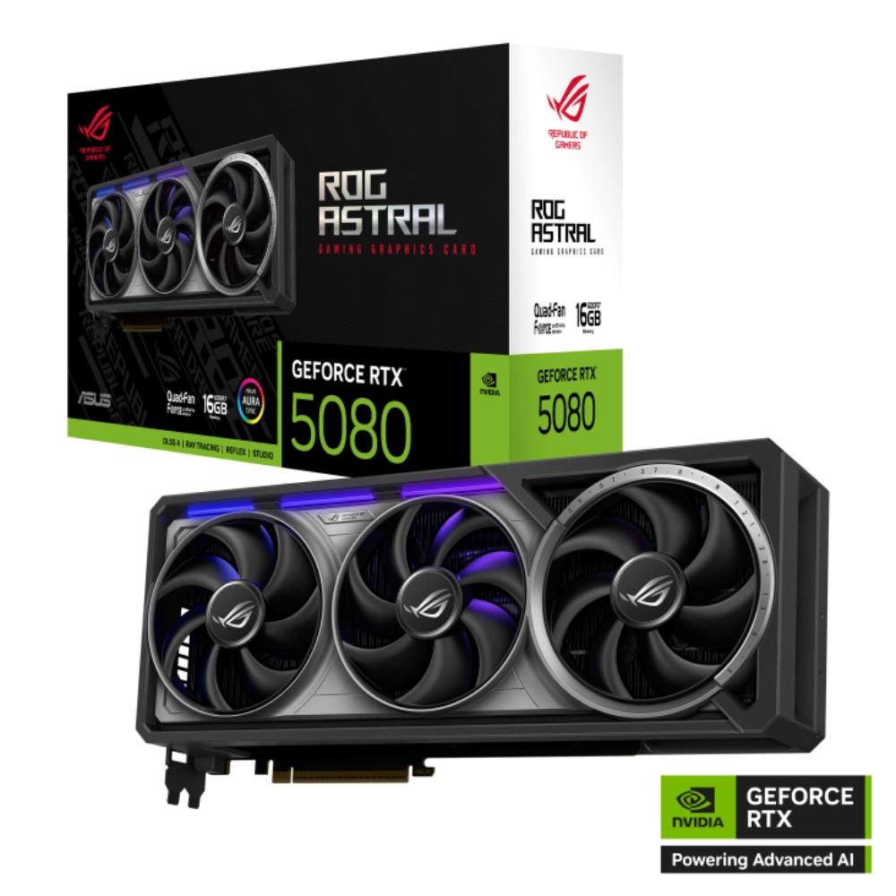 ASUS VGA NVIDIA GeForce RTX 5080 ROG ASTRAL 16GB, 16GB GDDR7, 3xDP, 2xHDMI0 