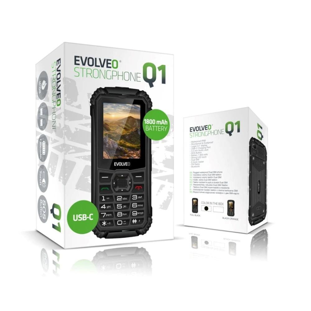EVOLVEO StrongPhone Q1,  vodotěsný odolný Dual SIM telefon,  černý9 