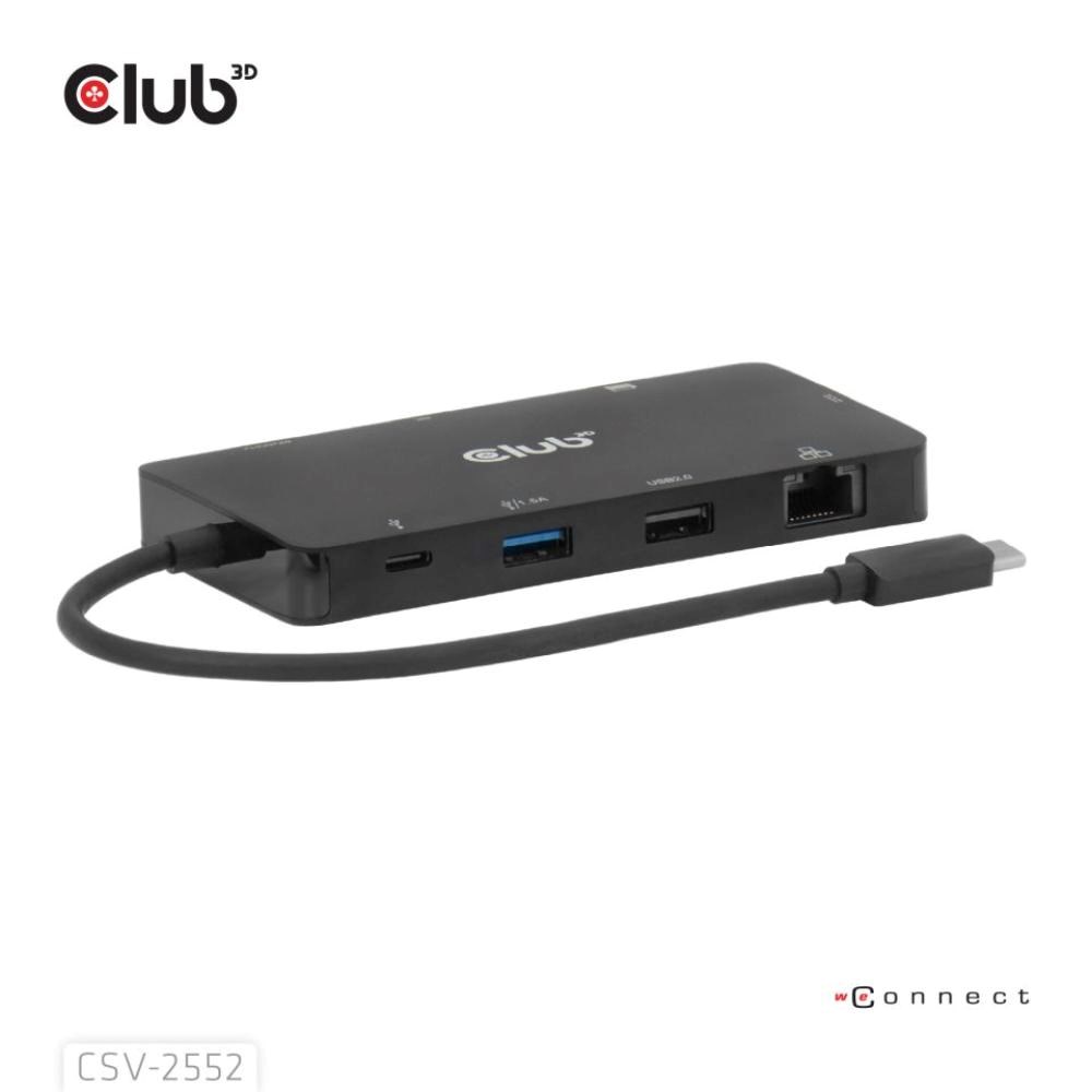 Club3D Dokovací stanice USB-C 9v1, 2xHDMI, 1xUSB-C, 1xUSB-C PD, 2xUSB, 1xRJ45, microSD SD, černá3 