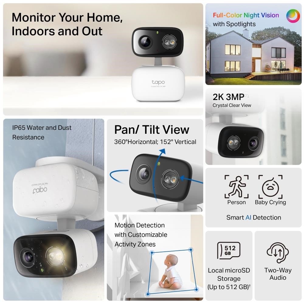 TP-Link Tapo C216 venkovní/ outdoor kamera (3MP,  2K 1296p,  IR 12m,  WiFi,  micro SD card)3 