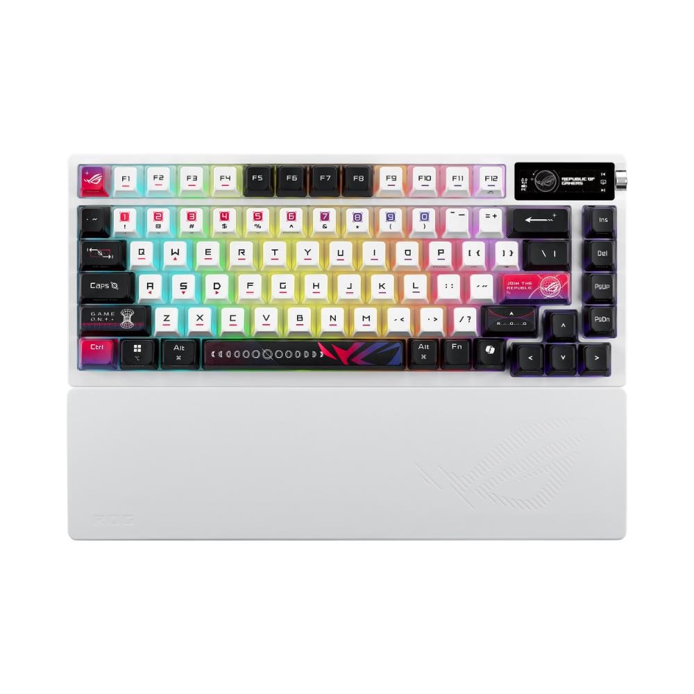 ASUS Klávesnice ROG Azoth X,  Mechanická,  Bezdrátová BT,  RF 2.4GHz,  US,  bílá0 