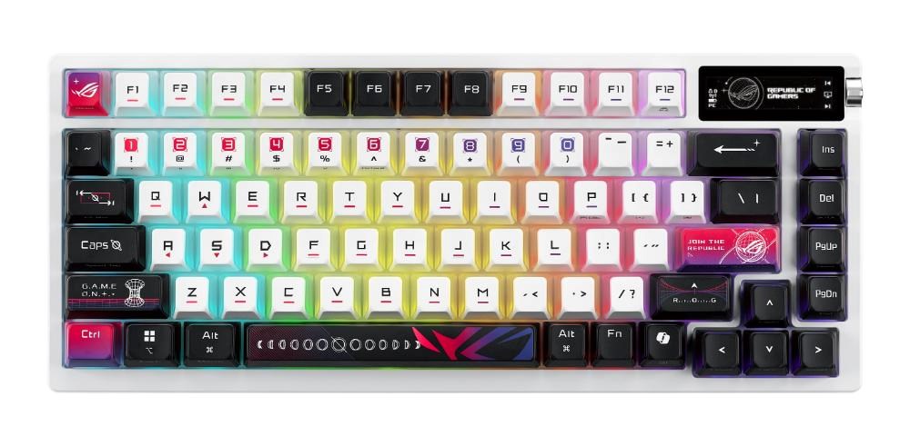 ASUS Klávesnice ROG Azoth X,  Mechanická,  Bezdrátová BT,  RF 2.4GHz,  US,  bílá1 