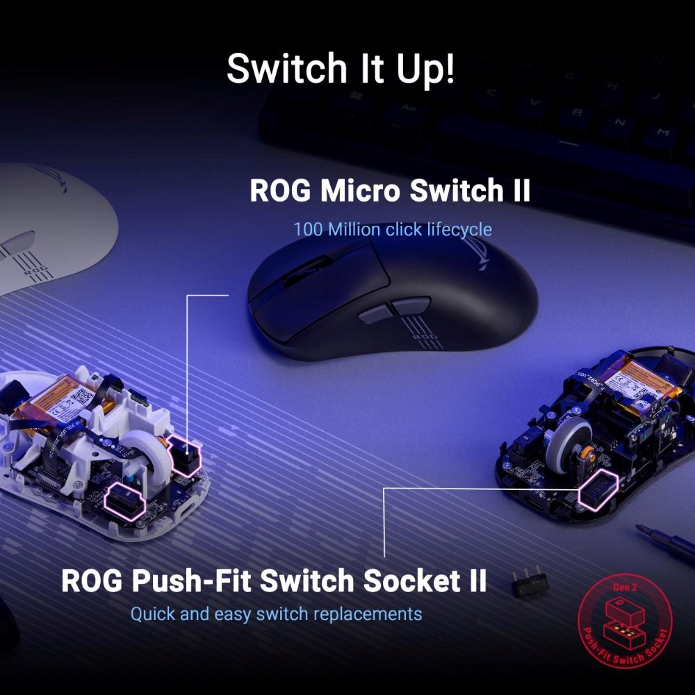 ASUS myš ROG Keris II Origin,  bezdrátová herní myš,  bílá8 