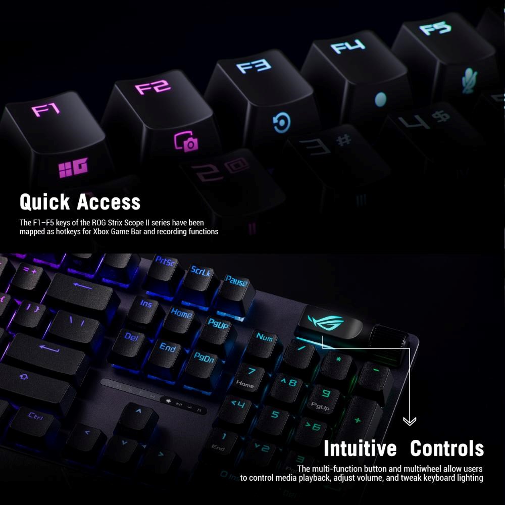 ASUS klávesnice ROG STRIX SCOPE II X,  mechanická,  drátová,  ROG NX Snow V2,  US12 