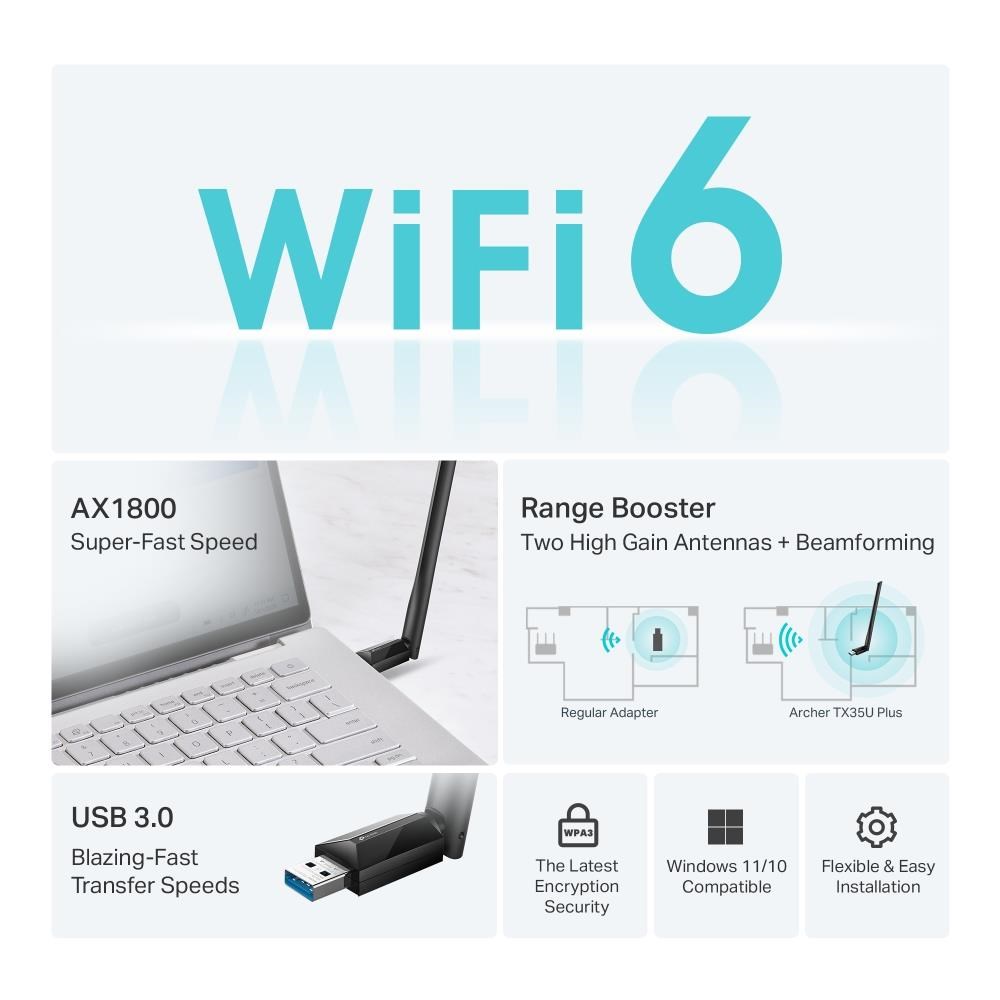 TP-Link Archer TX35U Plus WiFi6 USB adapter (AX1800, 2, 4GHz/ 5GHz, USB3.0)3 