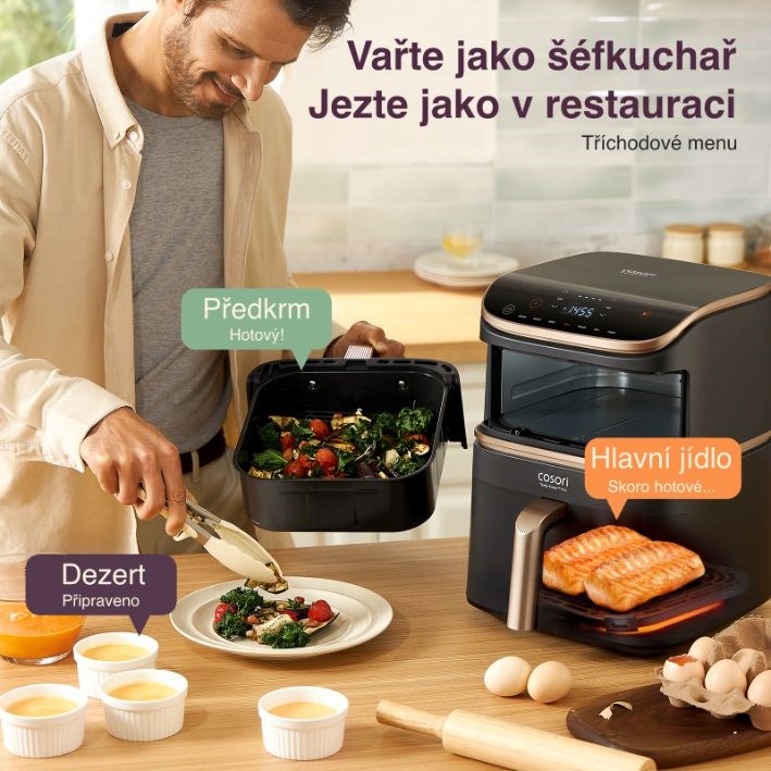 BAZAR - Cosori Turbo Tower Pro chytrá horkovzdušná fritéza 10,8l tm.šedá / pošk. obal7 