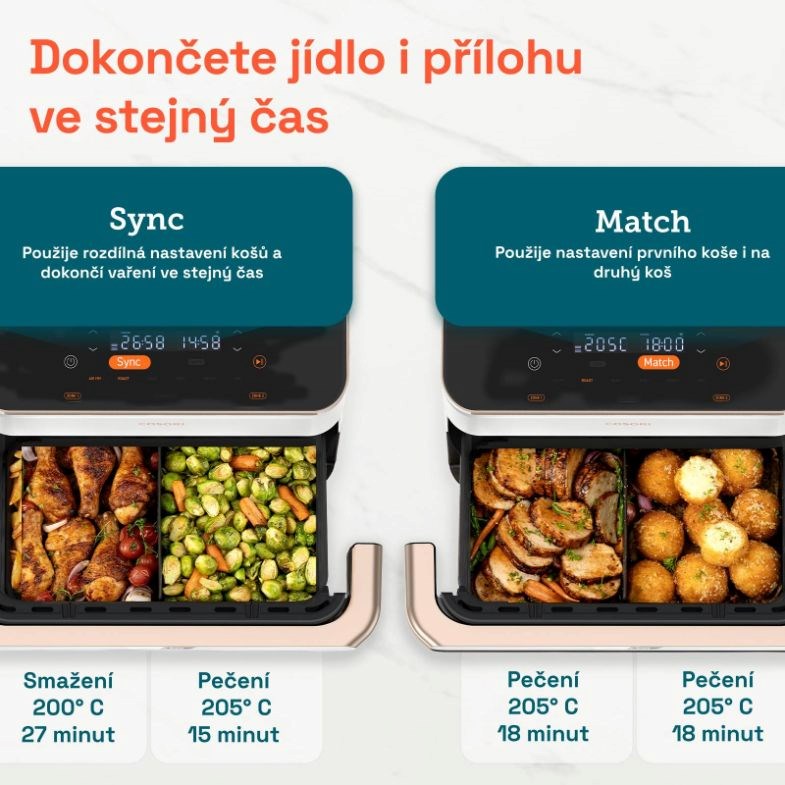 BAZAR - Cosori TF101S Dual blaze TwinFry 10l hozkovzdušná fritéza - bílá - Poškozený obal (Komplet)4 