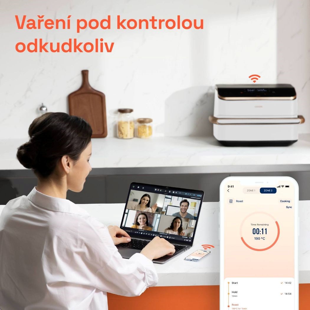 BAZAR - Cosori TF101S Dual blaze TwinFry 10l hozkovzdušná fritéza - bílá - Poškozený obal (Komplet)6 