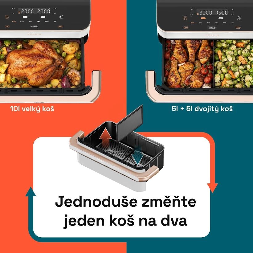 BAZAR - Cosori TF101S Dual blaze TwinFry 10l hozkovzdušná fritéza - bílá - Poškozený obal (Komplet)7 