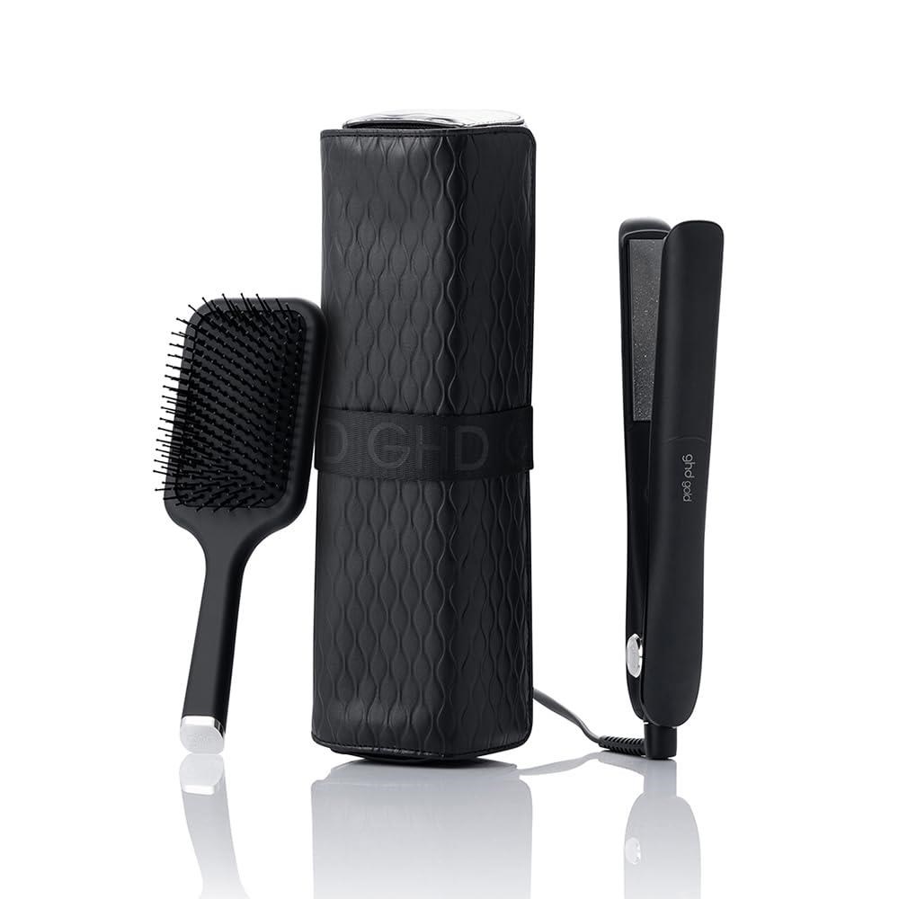 GHD Gold žehlička na vlasy,  keramické destičky,  dárková sada,  Iced Luxe Collection,  černá0 