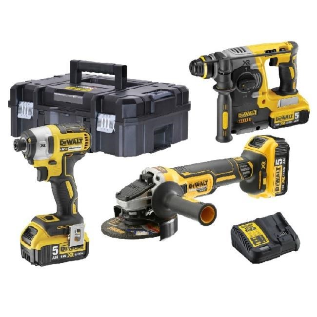 Dewalt DCK305P3T sada aku nářadí 18V XR DCH273N + DCG405 + DCF887+TSAK 3x5Ah0 