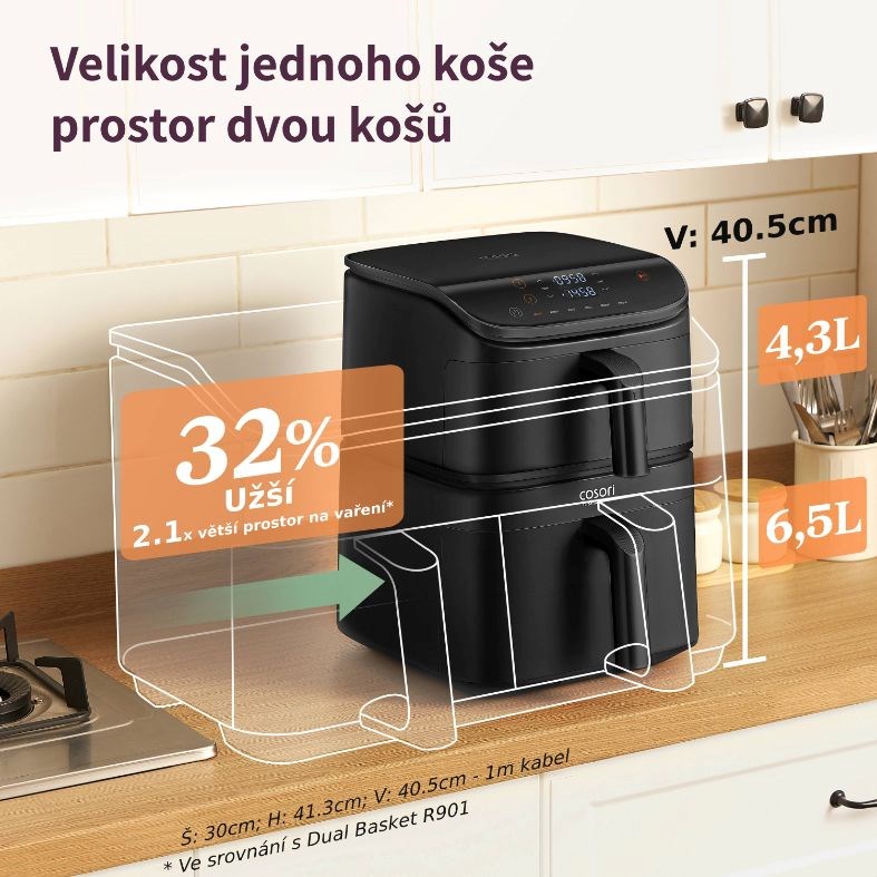 Cosori Turbo Tower horkovzdušná fritéza 10,8l černá3 