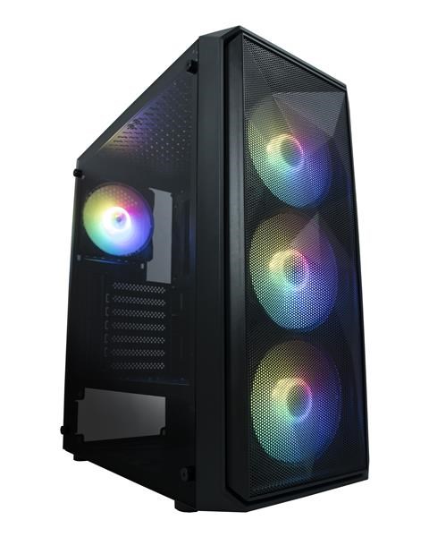 VeinX case ME19A Mid Tower, bez zdroje, 1x USB3.0, 1x USB2.0, 4x 120mm ARGB Fan, 1x ARGB Controller, černá0 