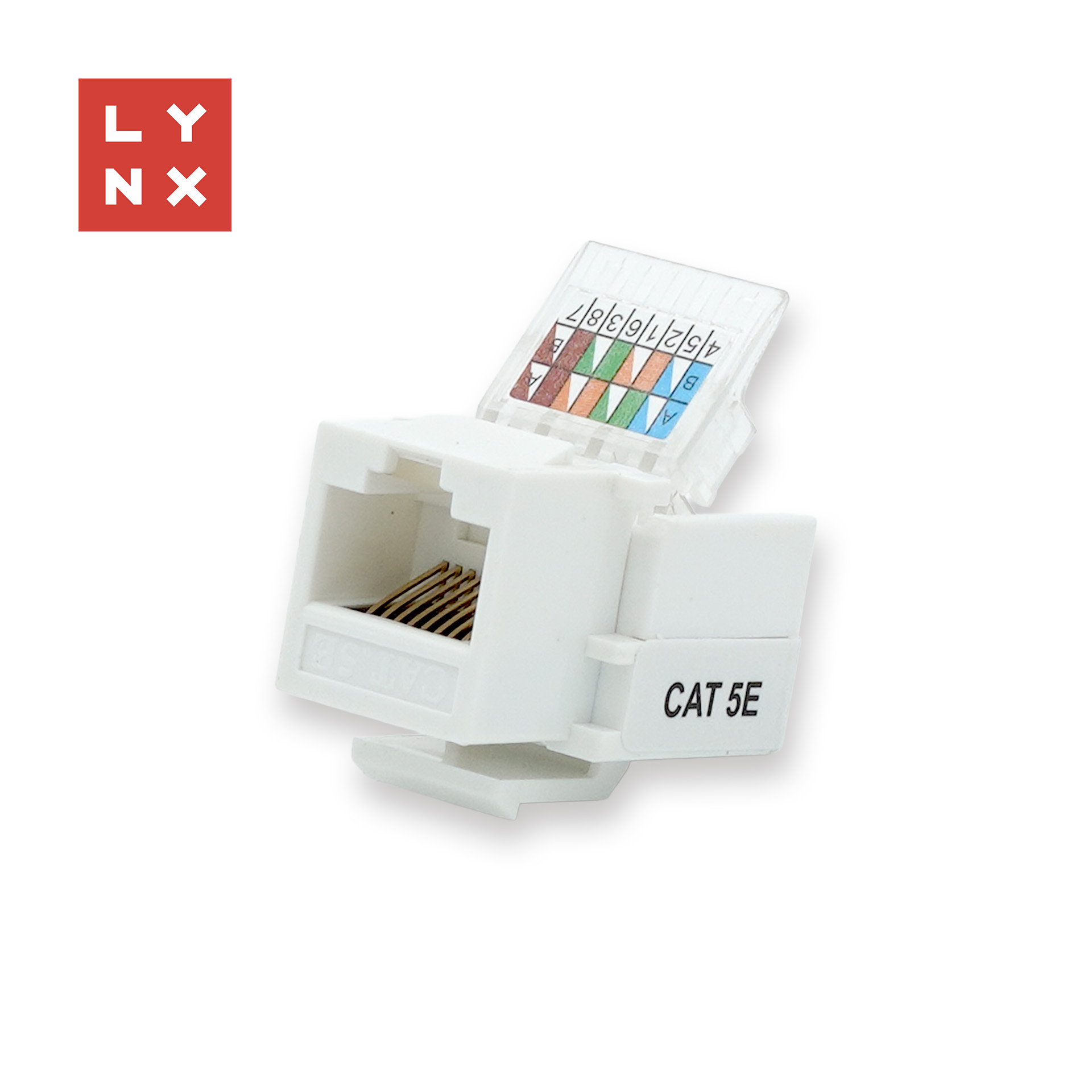 LYNX keystone UTP Cat5e,  samozařevácí,  90 stp.,  bílý0 