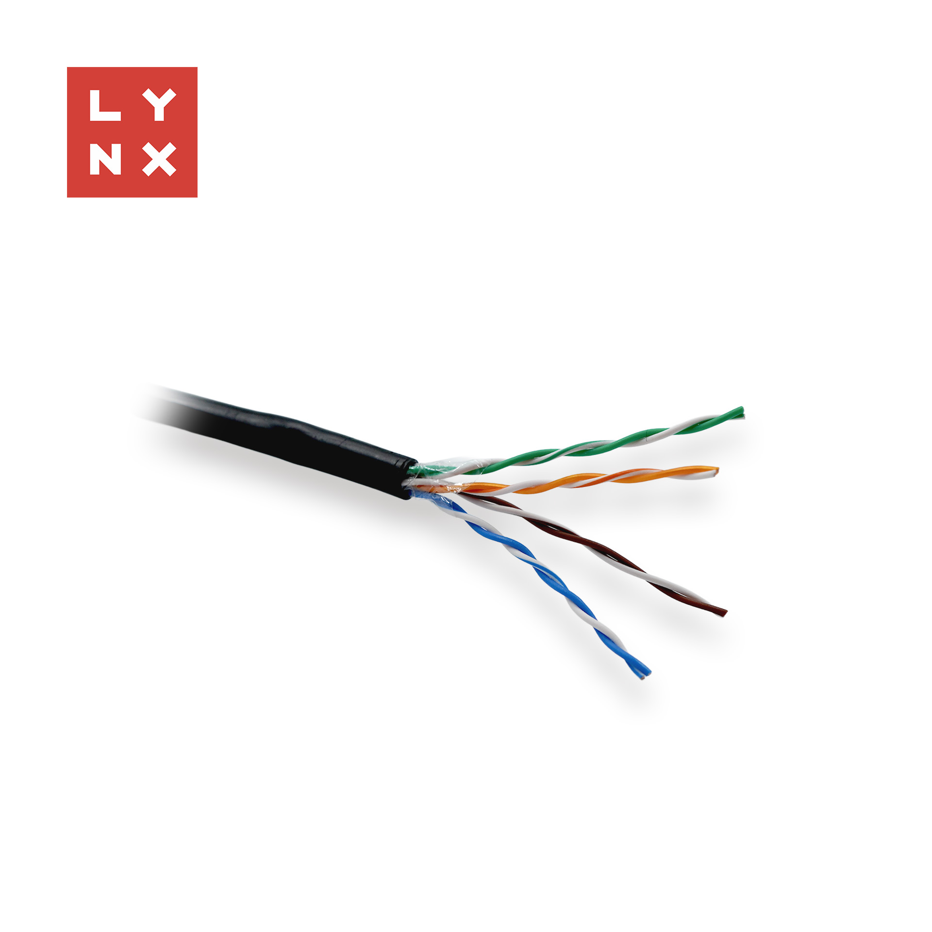 LYNX UTP kabel Cat5e,  PE (Fca),  celoměděný,  venkovní,  černý,  box 305m0 