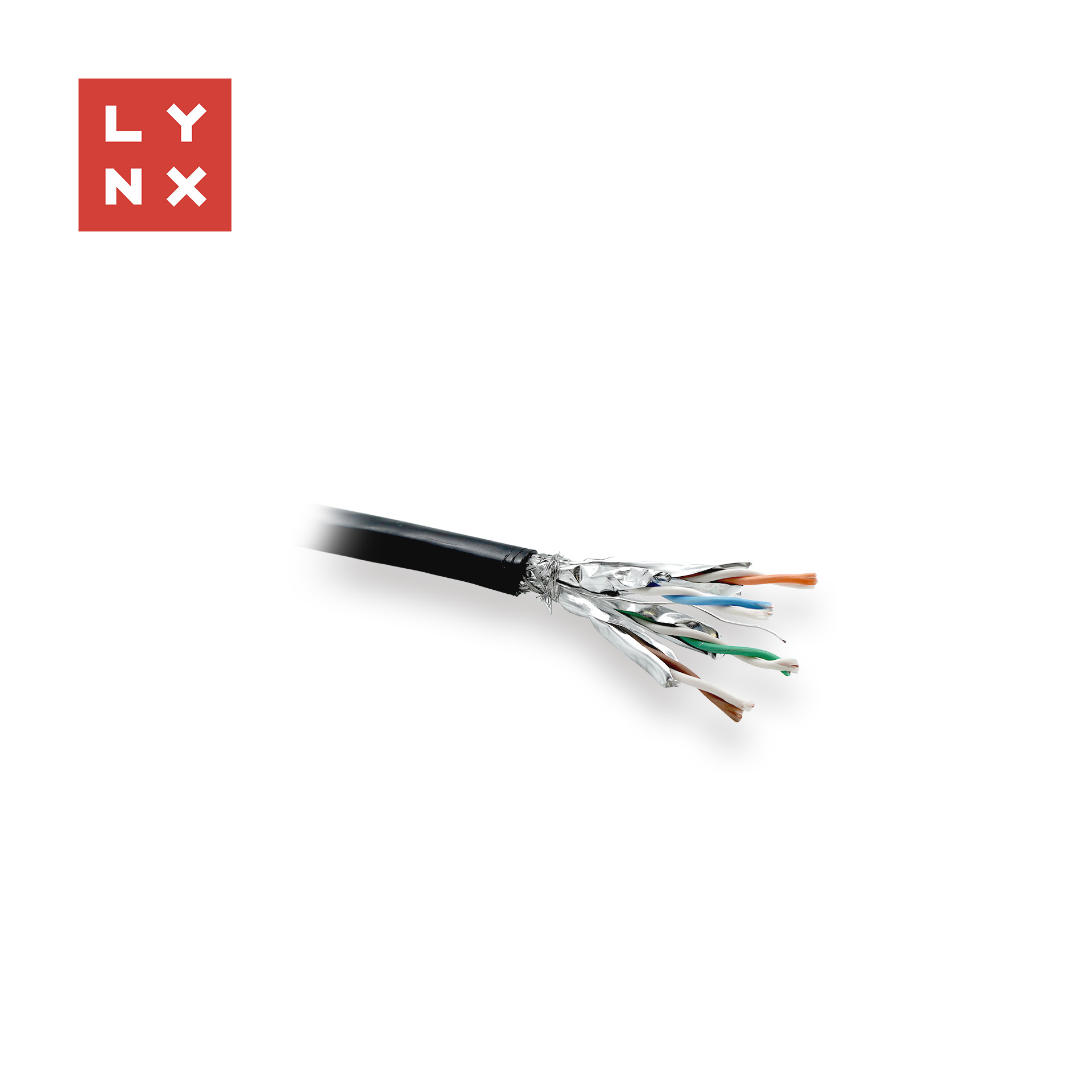 LYNX SFTP kabel,  Cat6a,  PE,  celoměděný,  venkovní,  černý,   cívka 500m1 