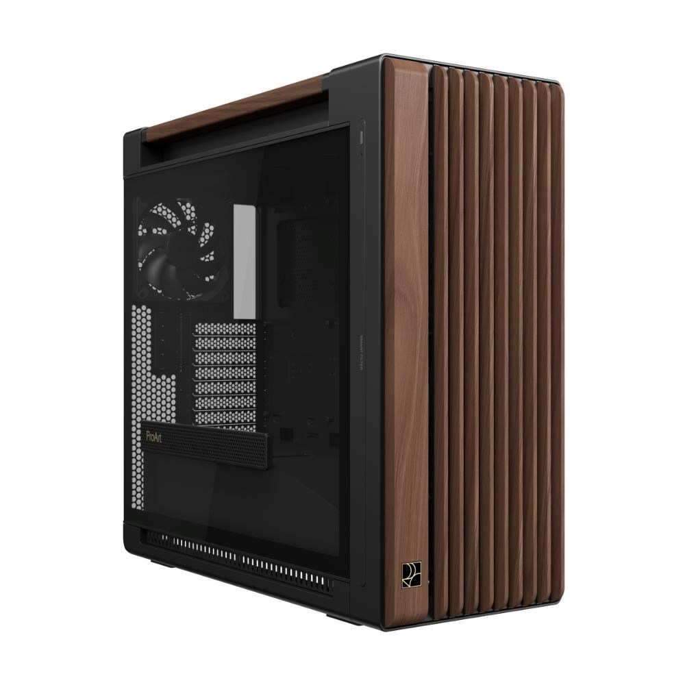 ASUS case PROART PA602 WALNUT WOOD MODERN TG, Mid Tower, průhledná bočnice, černá0 