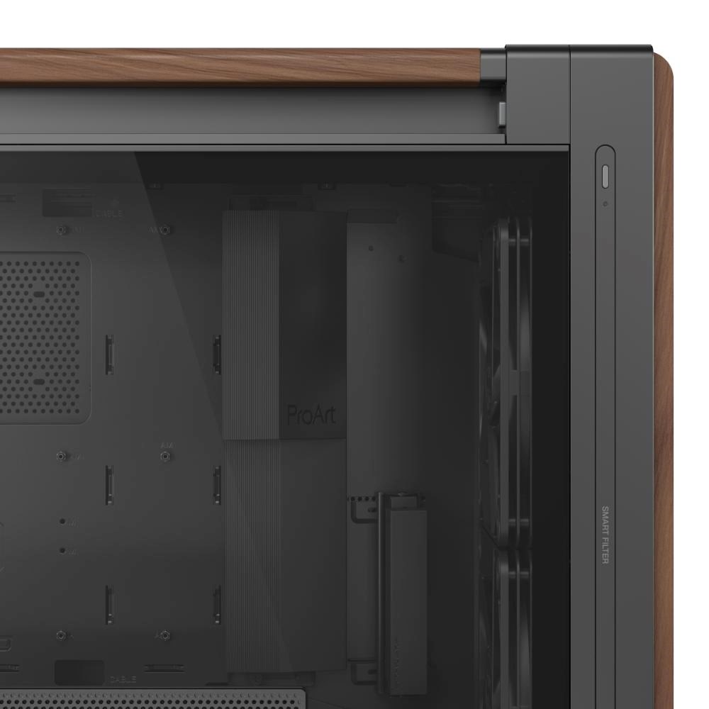 ASUS case PROART PA602 WALNUT WOOD MODERN TG, Mid Tower, průhledná bočnice, černá11 