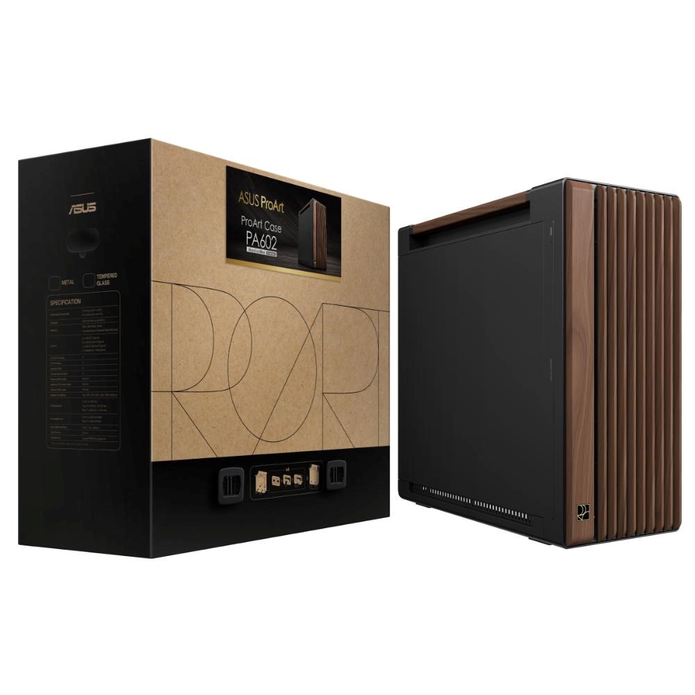 ASUS case PROART PA602 WALNUT WOOD MODERN METAL, Mid Tower, černá17 
