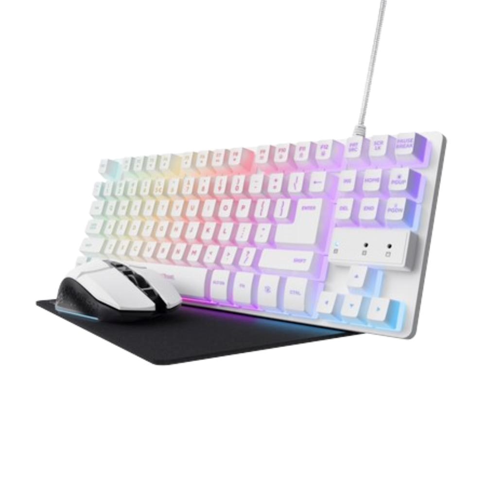 TRUST Sada klávesnice + myš + mousepad GXT 794W 3v1 Gaming Bundle, bílá0 